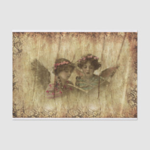Vintag Angel Girls Music Pink Blumenzwirn Seidenpapier