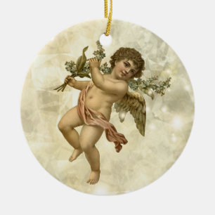 Vintag Angel Glittering Gold V1 ID136 Keramik Ornament