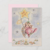 Vintag Angel Merry Christmas Daughter Feiertagskarte (Vorne/Hinten)