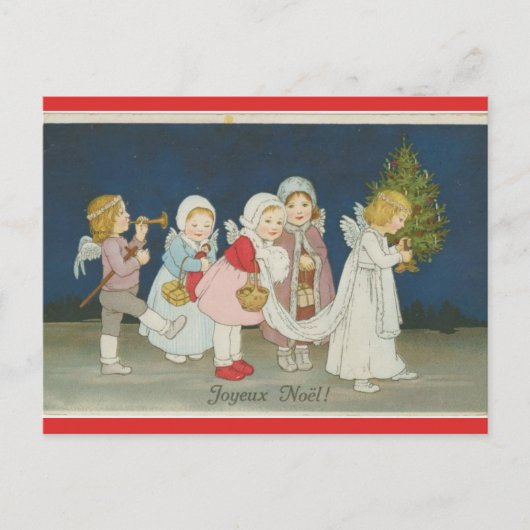 Vintag Angels Joyeux Weihnachten Postkarte (Vorderseite)