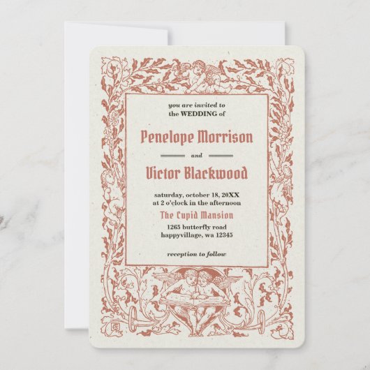 Vintag Angels Rahmen Hochzeitseinladung Einladung (Vorderseite)