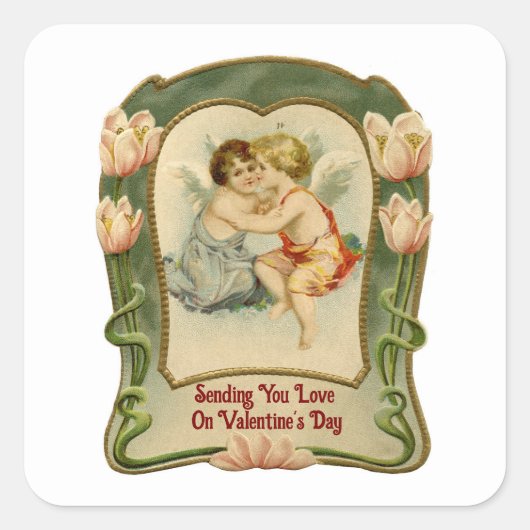 Vintag Angels Valentinstag Aufkleber (Vorderseite)
