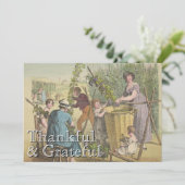 Vintag angesagte und dankbare Traubenernte Feiertagskarte (Stehend Vorderseite)