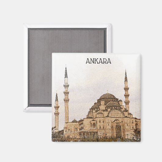 Vintag Ankara Türkei Kocatepe Moschee View Magnet (Vorderseite/Rückseite)