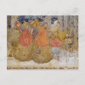 Vintag Annie French "Christmas Caroling" Postkarte (Vorderseite)