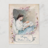 Vintag anpassbare Mutter und Neugeborene Postkarte (Vorderseite)
