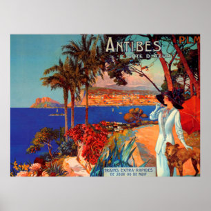 Vintag Antibes Cote D'Azur Travel Poster