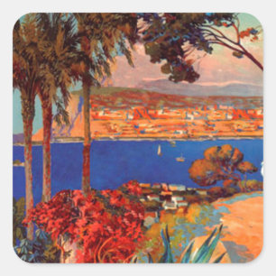 Vintag Antibes Cote D'Azur Travel Quadratischer Aufkleber