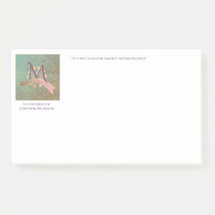 Vintag/antik-Monogramm für Aquamarin- und Blush-Bu Post-it Klebezettel