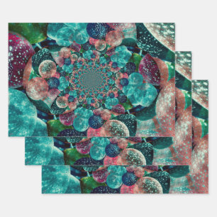 Vintag antike türkisfarbene Aquamarine Blauer Ret Geschenkpapier Set