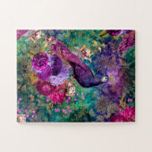 Vintag antiker Lila und Aquamariner Pfau 11x14 Puzzle (Horizontal)