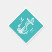 Vintag antiker weißer Anker Türkis Hintergrund Serviette (Ecke)