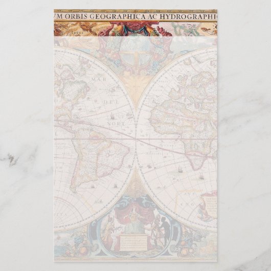 Vintag antikes, altes Weltkartendesign verblasst d Briefpapier (Vorderseite)