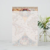 Vintag antikes, altes Weltkartendesign verblasst d Briefpapier (Stehend Vorderseite)