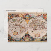 Vintag antikes, altes Weltkartendesign verblasst d Postkarte (Vorne/Hinten)