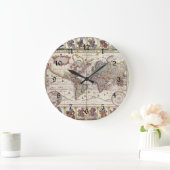 Vintag antikes, altes Weltkartendesign verblasst Große Wanduhr (Zuhause)