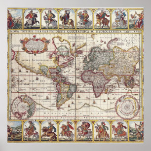 Vintag antikes, altes Weltkartendesign verblasst Poster