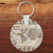 Vintag antikes, altes Weltkartendesign verblasst Schlüsselanhänger (Vorderseite)
