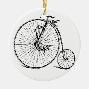 Vintag antikes Big Wheel Bicycle Keramik Ornament