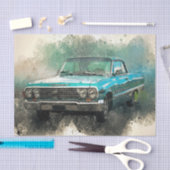 Vintag antikes blaues Auto-Dekoupage Seidenpapier (Handwerk)