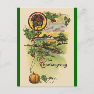 Vintag antikes Glück Thanksgiving Postkarte