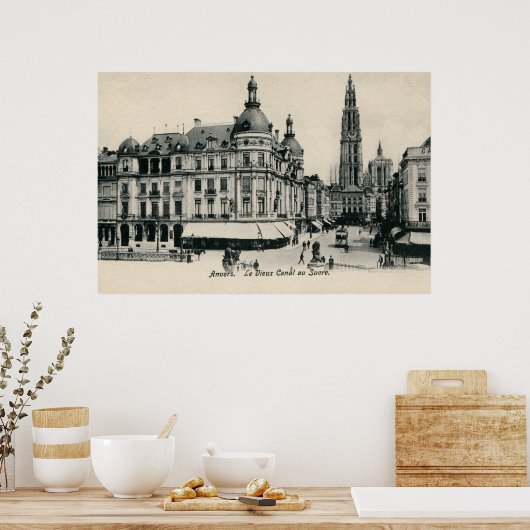 Vintag Antwerpen Antwerpen Suikerrui 1900 Poster (Küche)