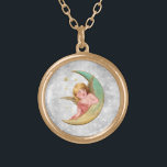 *~* Vintag AP40 Classic Victoria Angel Moon Vergoldete Kette<br><div class="desc">(Suche nach AP40 für ähnliche Designs) Transfer zu anderen Produkten, wenn Sie möchten. Vintages ROUND Gold NECKLACE mit süßer klassischer Kunst Angel. * Energetisch Enhanced Romantik Vintag Retro Antique Silver Glitzer mit dem halbmondfarbenen MOON Imitats Glitzer Diamant-Pflasterboden. Der kleine Engel, der sich bequem auf den Mond stützte. — Seit 2001...</div>