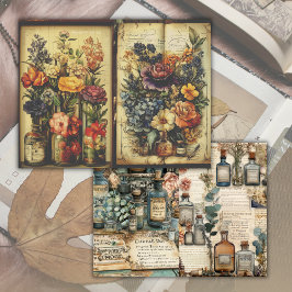 Vintag apothecary Botanic Junk Journal Paper