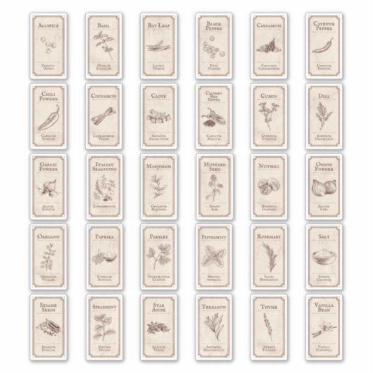 Vintag apothecary Spice Labels (Vorderseite)