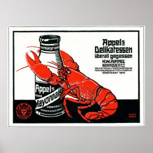 Vintag Appel Mayonnaise Advertising Lobster Poster
