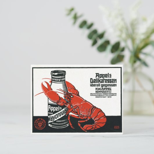 Vintag Appel Mayonnaise Advertising Lobster Postkarte (Stehend Vorderseite)