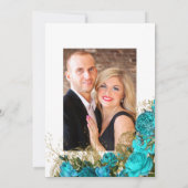 Vintag Aquamarin - Hochzeit mit Türkis und Goldflo Einladung (Rückseite)