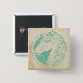Vintag Aquamarines Tint Horse Cameo Button (Vorne & Hinten)