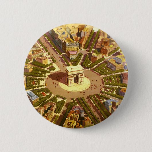 Vintag Arc de Triomphe, Paris, Frankreich Button (Vorderseite)