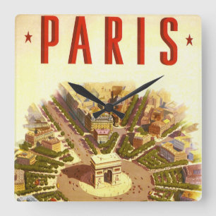 Vintag Arc de Triomphe, Paris, Frankreich Quadratische Wanduhr