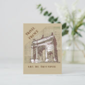 Vintag Arc De Triomphe Paris Frankreich Reisen Postkarte (Stehend Vorderseite)