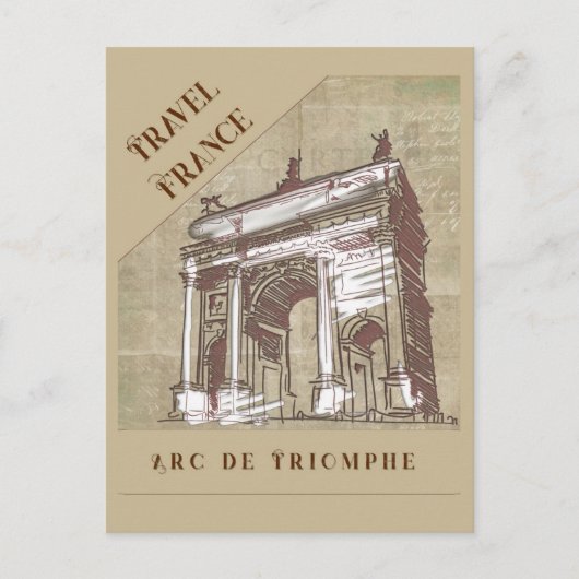 Vintag Arc De Triomphe Paris Frankreich Reisen Postkarte (Vorderseite)