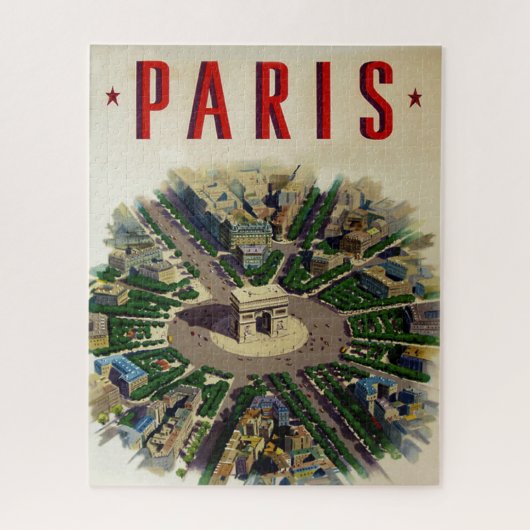 Vintag Arc de Triomphe Paris Illustration Puzzle (Vertikal)