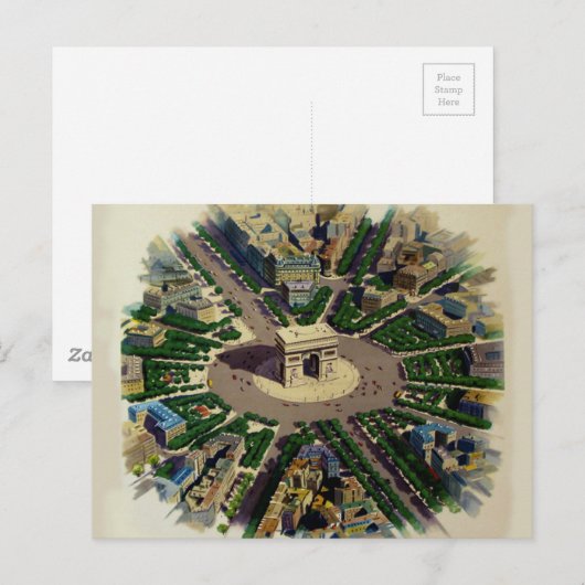 Vintag Arc de Triomphe Paris Postkarte (Vorne/Hinten)