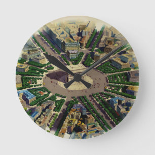 Vintag Arc de Triomphe Paris Runde Wanduhr