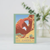 Vintag Arches National Park Travel Postkarte (Stehend Vorderseite)