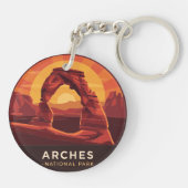 Vintag Arches Nationalpark Sunset Schlüsselanhänger (Rückseite)