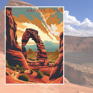 Vintag Arches Utah American National Park Travel Postkarte