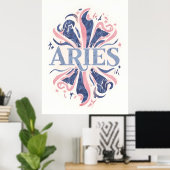 Vintag Aries Zodiac Sign Whimsical Illustration Poster (Heimbüro)