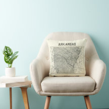 Vintag Arkansas Map Pillow