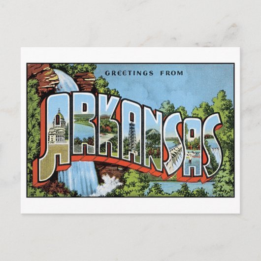 Vintag Arkansas Postkarte (Vorderseite)