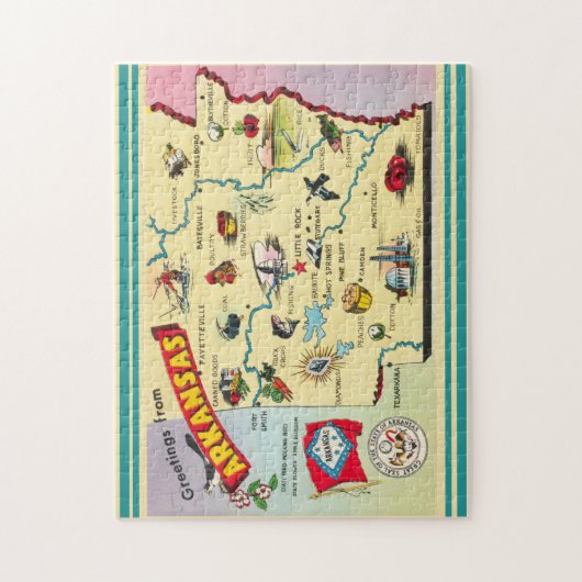 Vintag Arkansas Staat Map Puzzle (Vertikal)