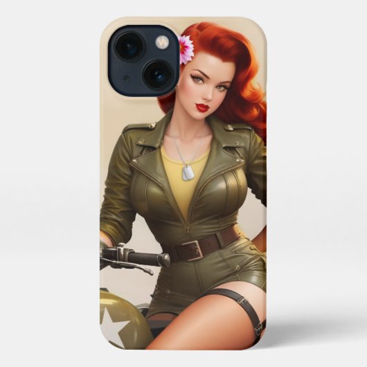 Vintag Army Motorrad Pinup iPhone Case Hülle (Rückseite)