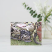 Vintag Army Motorrad Postkarte (Stehend Vorderseite)