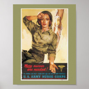 Vintag Army Nurse WW2 Poster